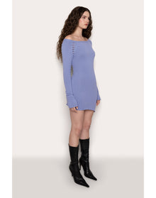 Heart Pointelle Asym Dress | Storm Blue
