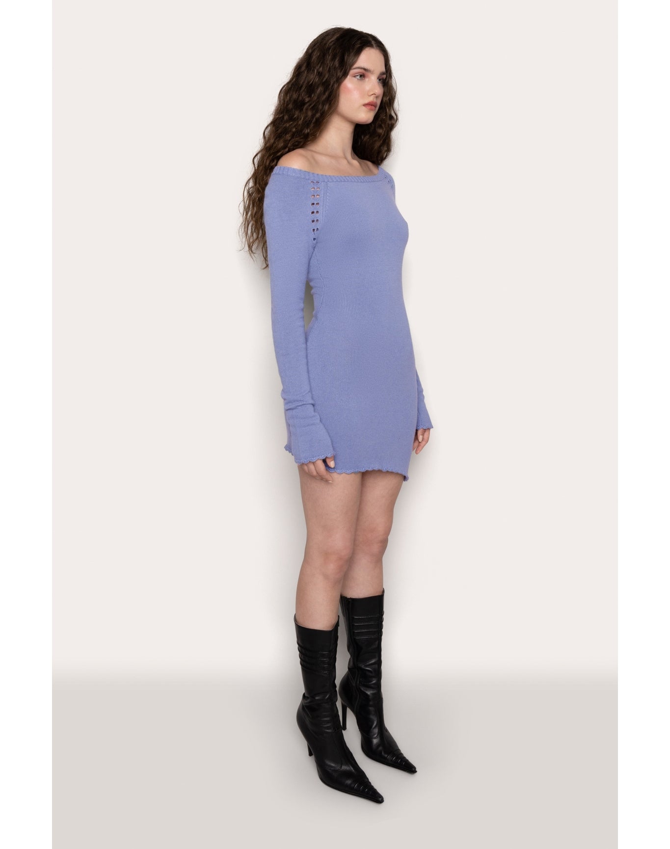 Heart Pointelle Asym Dress | Storm Blue