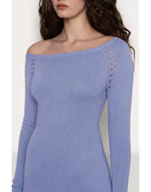 Heart Pointelle Asym Dress | Storm Blue