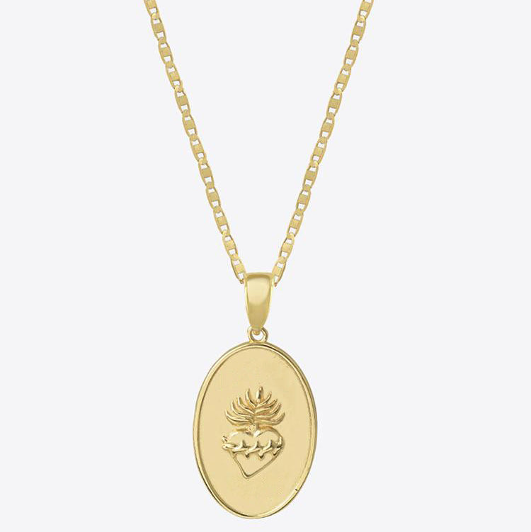 Hearts Afire Medallion Necklace | Gold Vermeil
