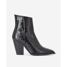 Heeled Croc-Effect Leather Ankle Boots | Women | Black