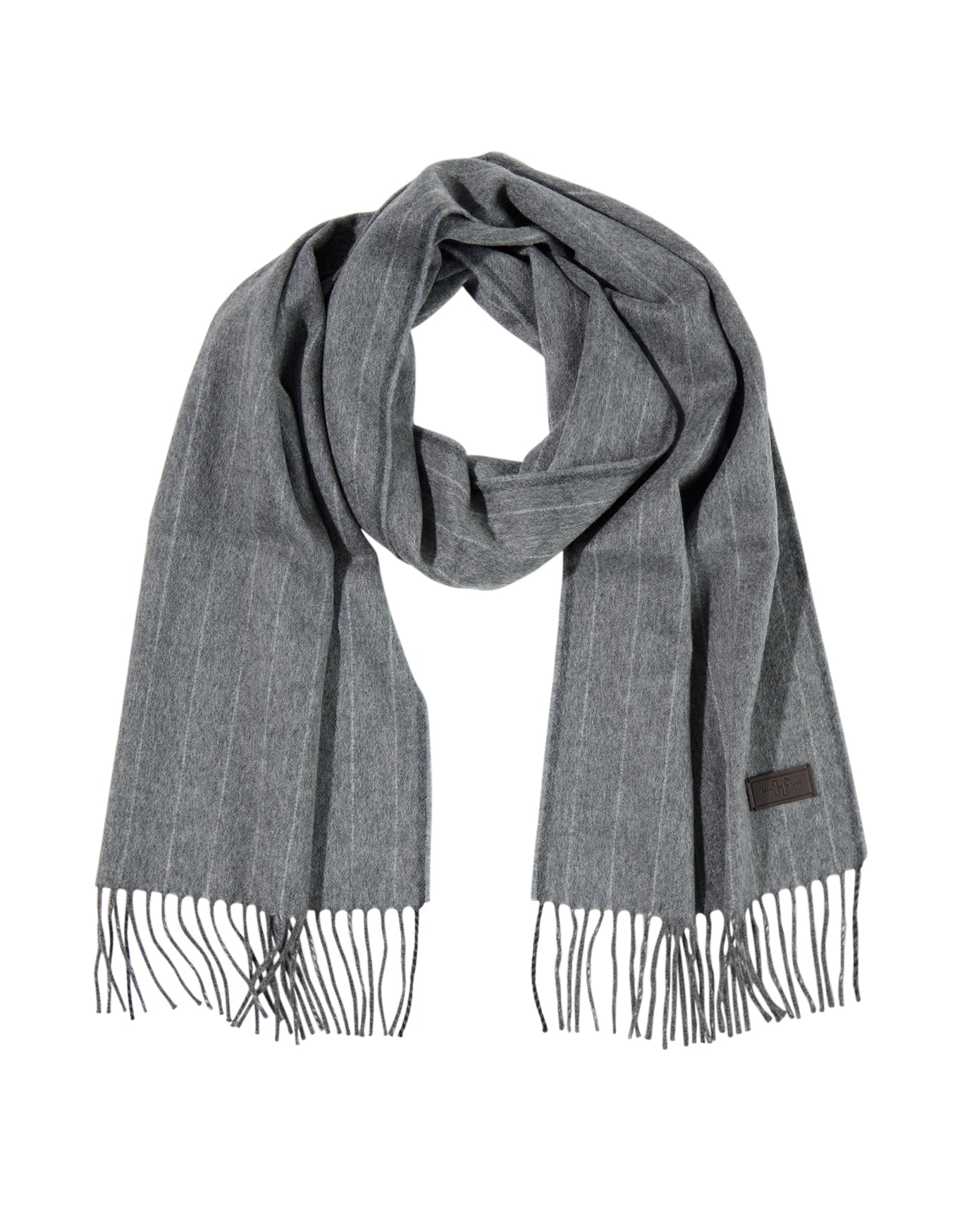 Hickey Freeman | Men | Cashmere Chalk Stripe Scarf | Charcoal