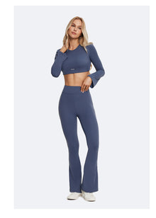 High-Waisted Flared Leggings | Iris Blue