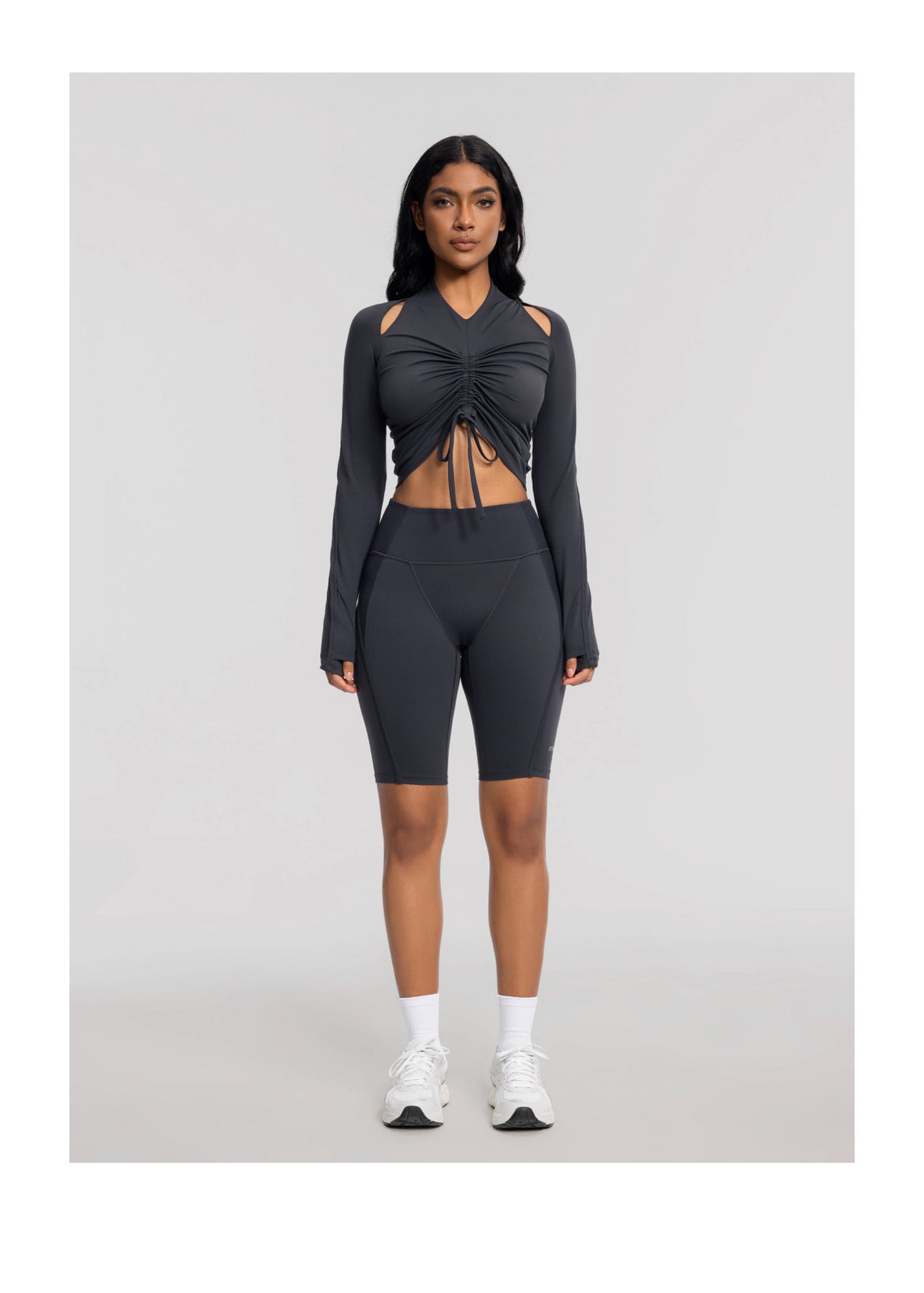 High-Waisted Performance Biker Shorts | Charcoal