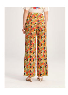 High-Waisted Print Flared Pants | Green