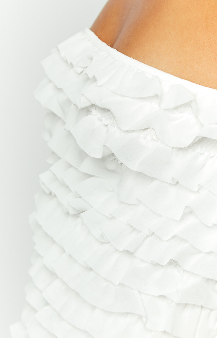 Hilary Ruffle Mini Party Dress | White