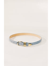 Hollyhock Suede Gold | Powder Blue Suede & 24K Gold