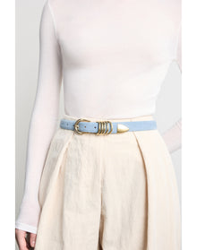 Hollyhock Suede Gold | Powder Blue Suede & 24K Gold