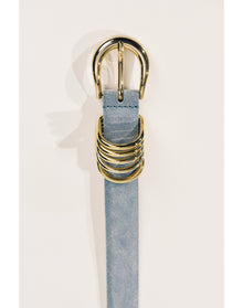 Hollyhock Suede Gold | Powder Blue Suede & 24K Gold