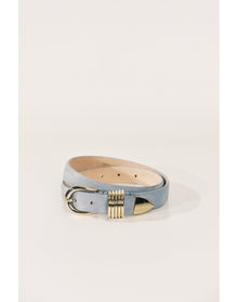 Hollyhock Suede Gold | Powder Blue Suede & 24K Gold