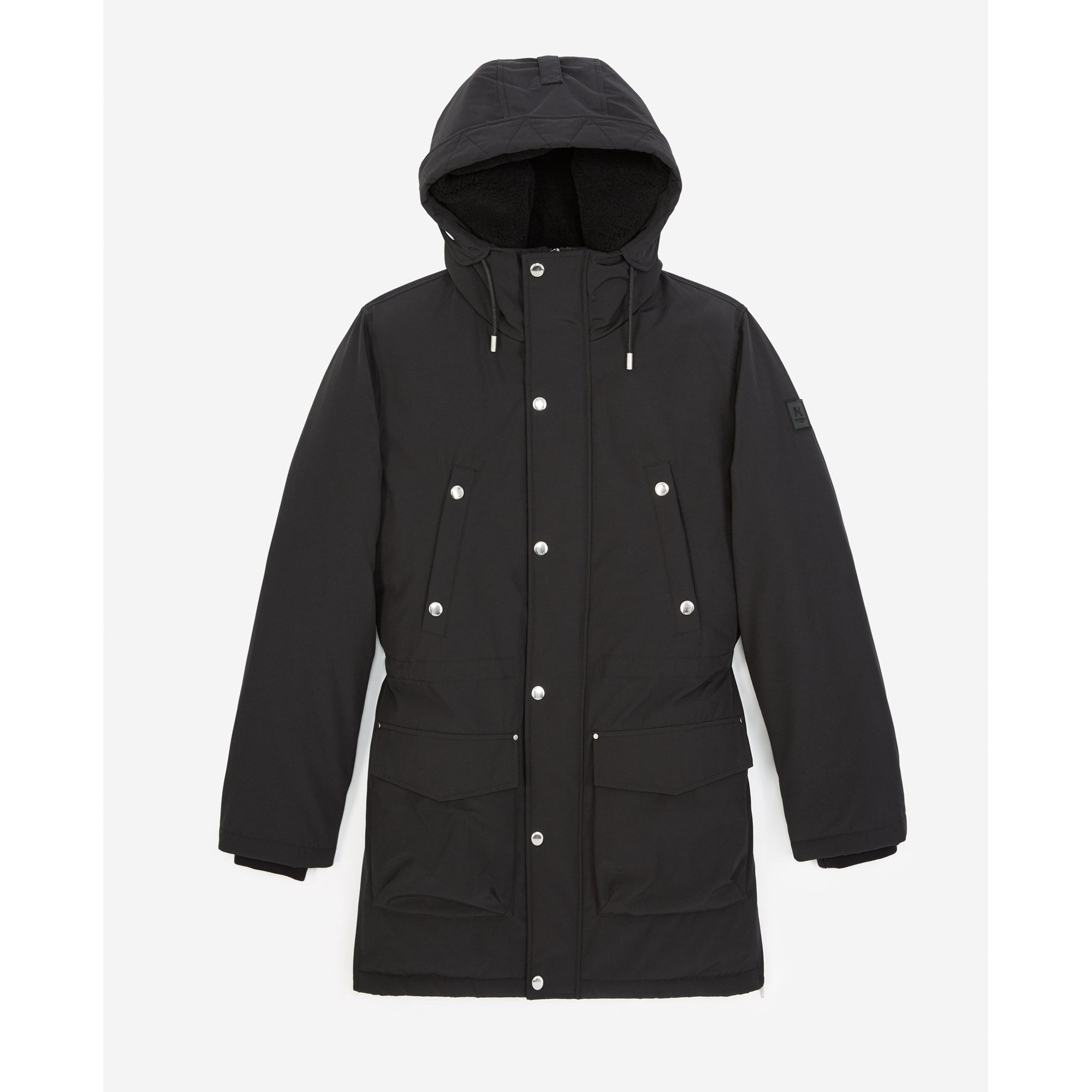 Hooded Parka And Rubber Logo Pockets | Men | Black