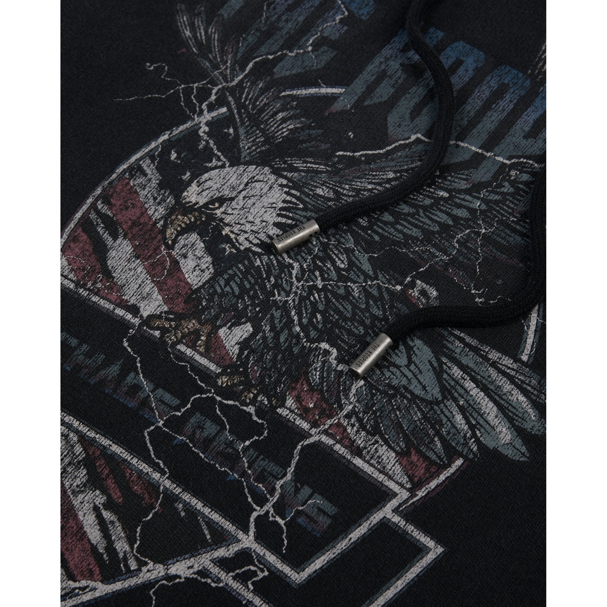 Hoodie With Chaos Eagle Serigraphy | Men | Black Washed