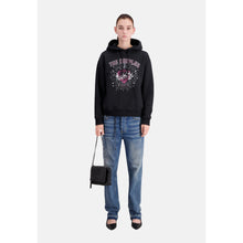 Hoodie With Dagger Through Heart Serigraphy | Women | Black Washed