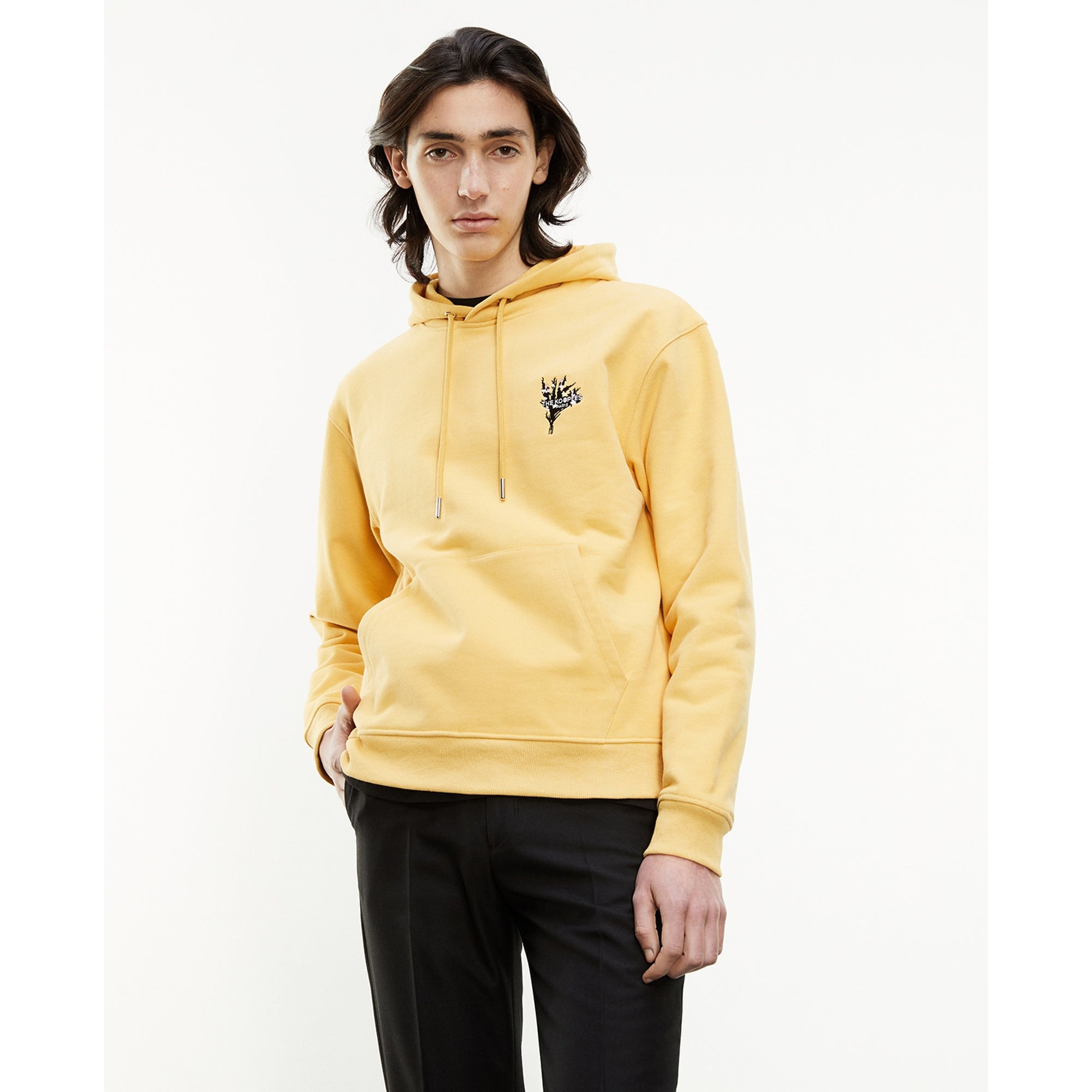 Hoodie With Embroidered Flower | Men | Light Yellow