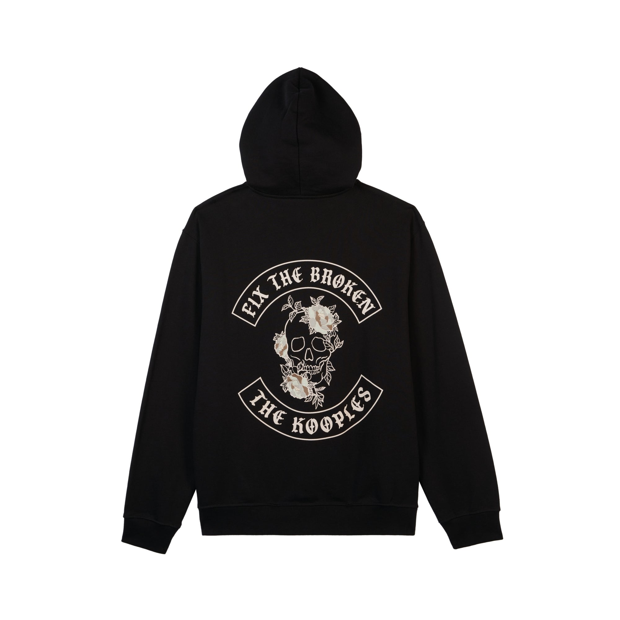 Hoodie With Flower Skull Serigraphy | Men | Black