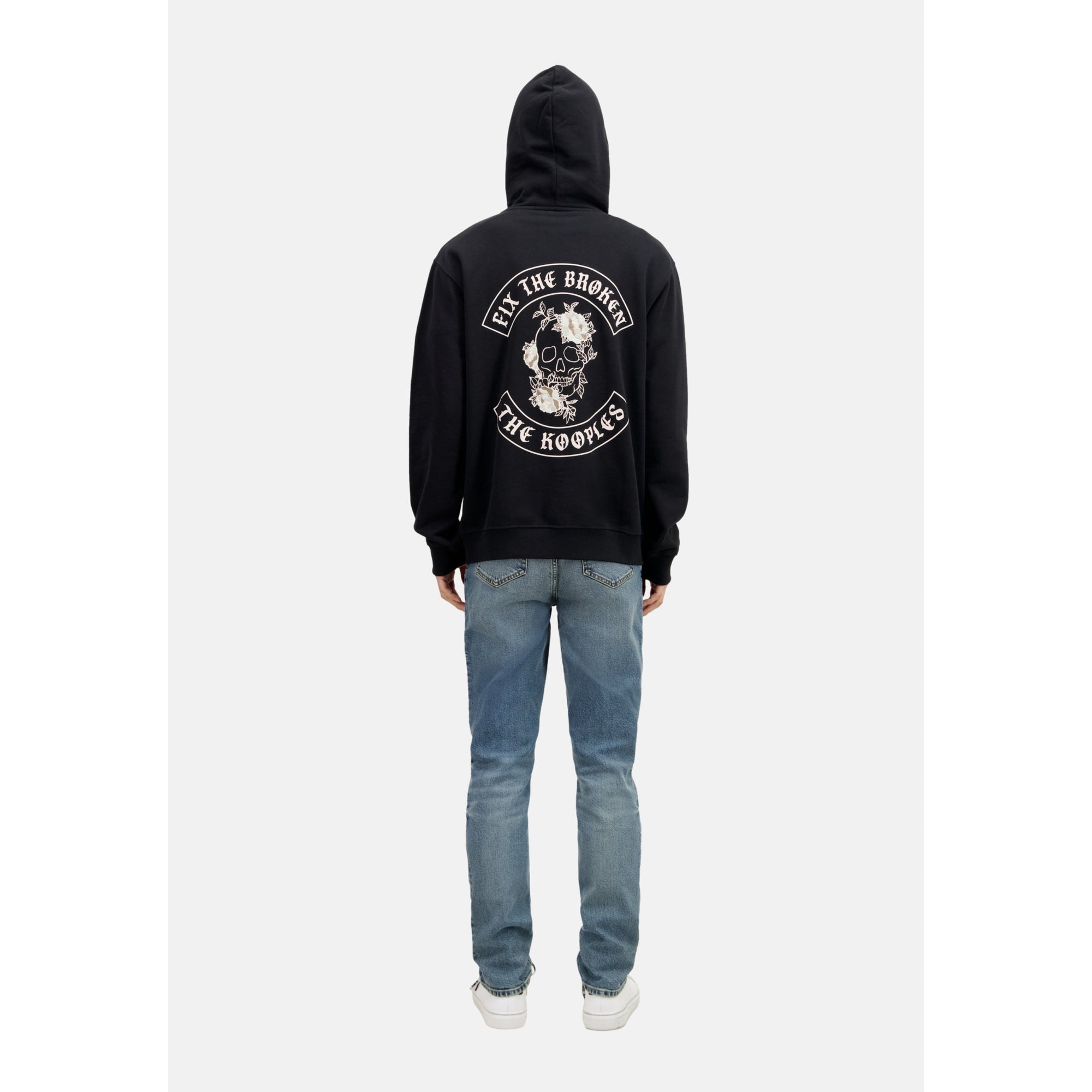 Hoodie With Flower Skull Serigraphy | Men | Black