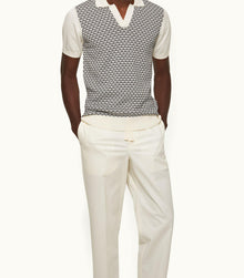 Horton Jacquard Tailored Fit Knit Polo Shirt | Night Iris/White Sand