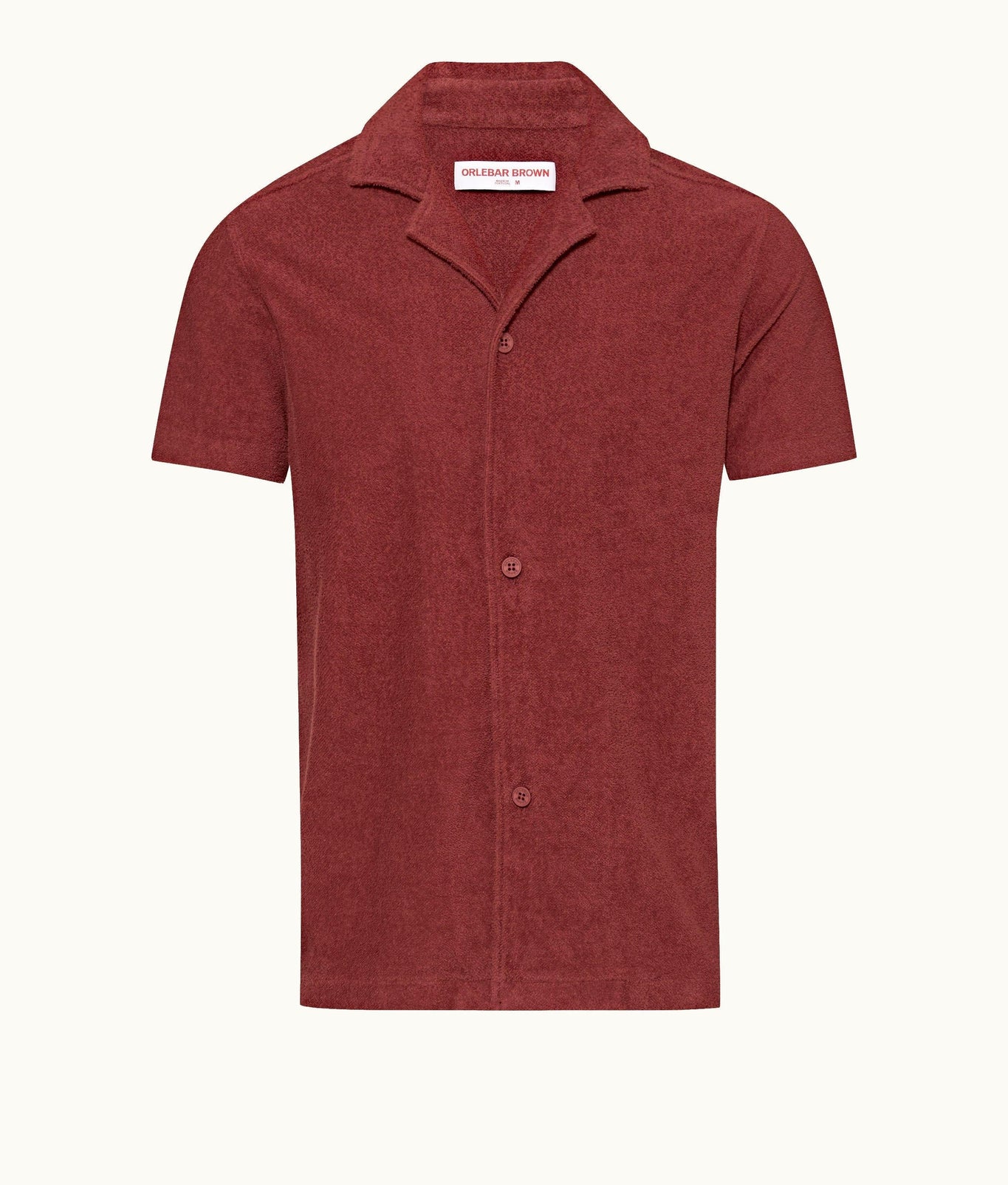 Howell Relaxed Fit Capri Collar Cotton Towelling Shirt | Copper Red