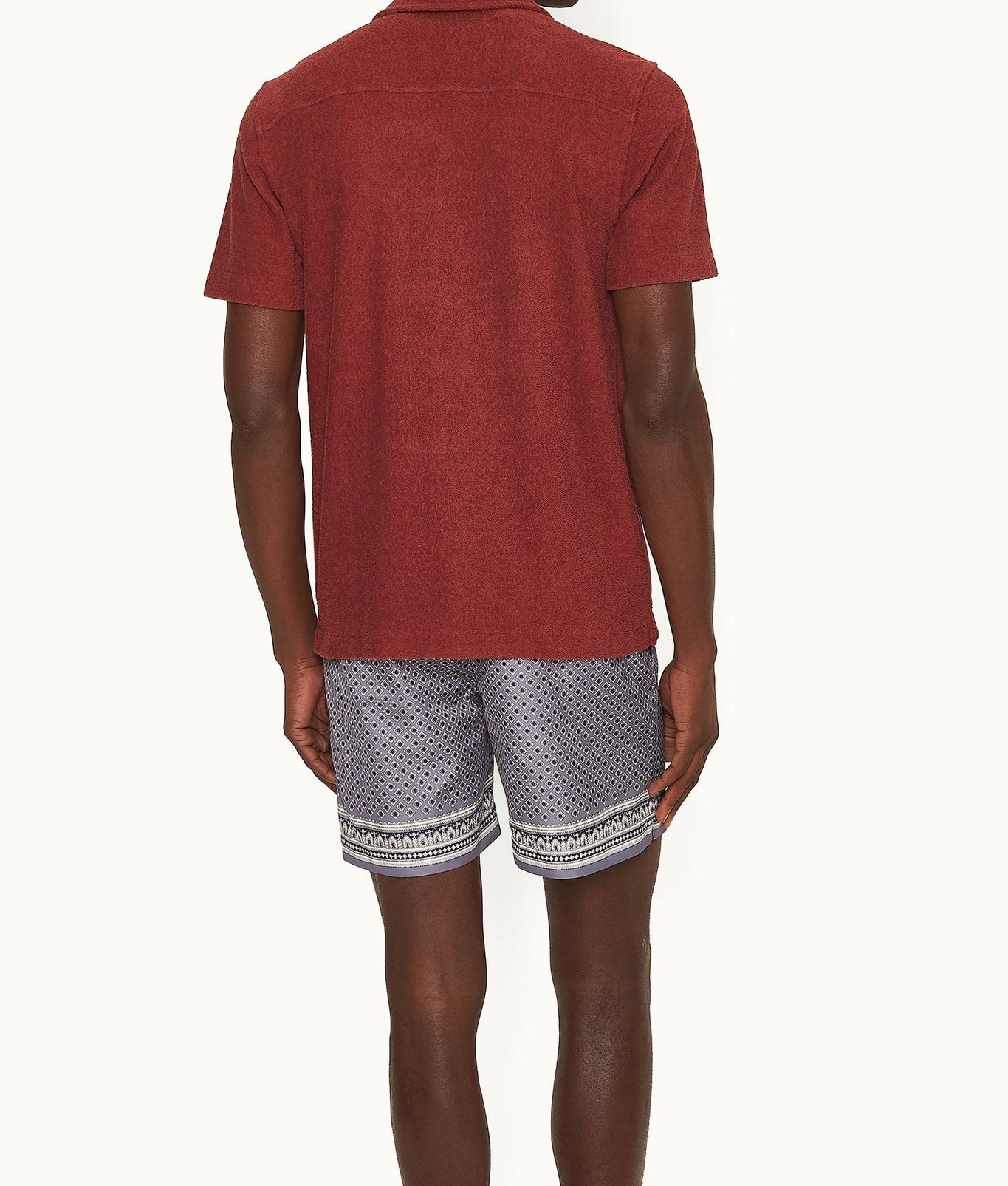 Howell Relaxed Fit Capri Collar Cotton Towelling Shirt | Copper Red