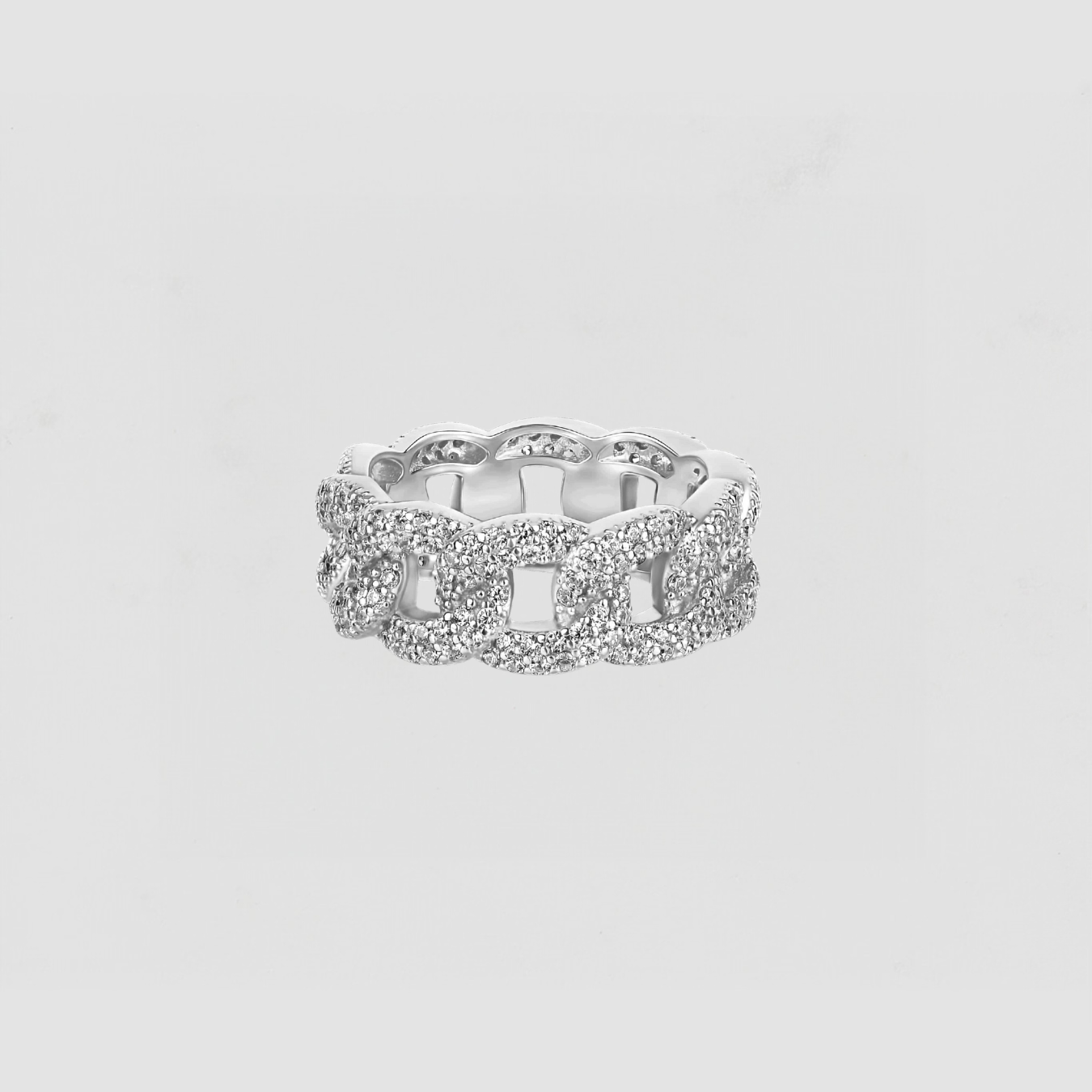 The Iced Out Cuban Link Ring | Sterling Silver