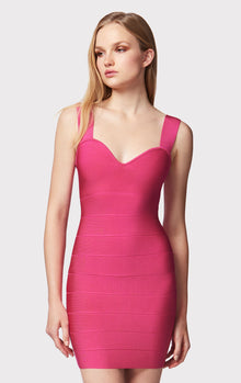 Icon Strappy Sweetheart Mini Dress | Neon Fuchsia