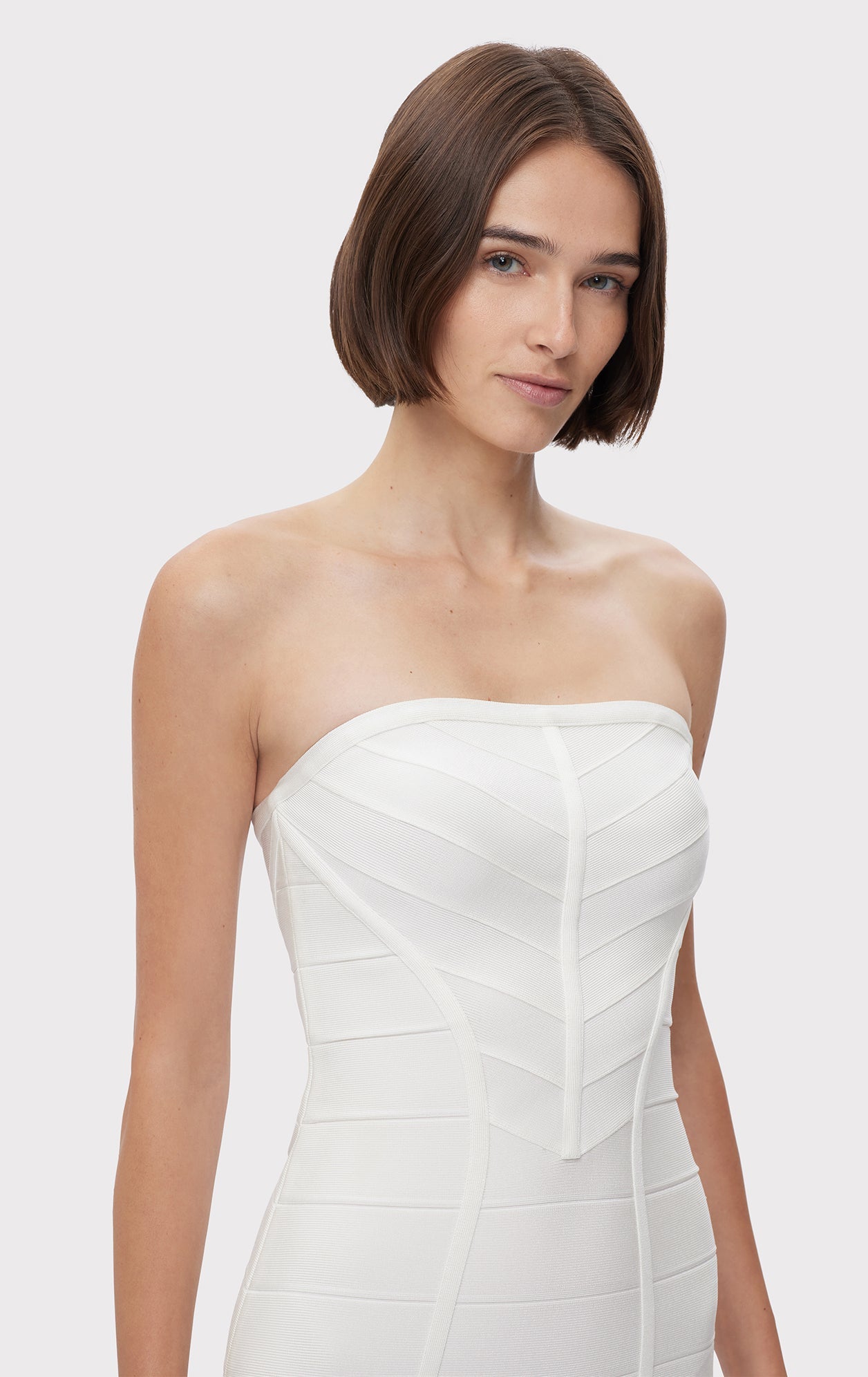 Icon Chevron Bustier Gown | Alabaster