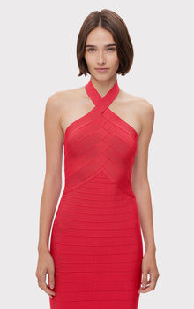 Icon Bandage Halter Gown | Rio Red