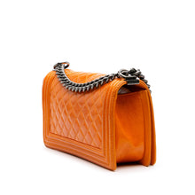 Chanel | Pre-Owned Old Medium Quilted Patent Boy Flap | Orange