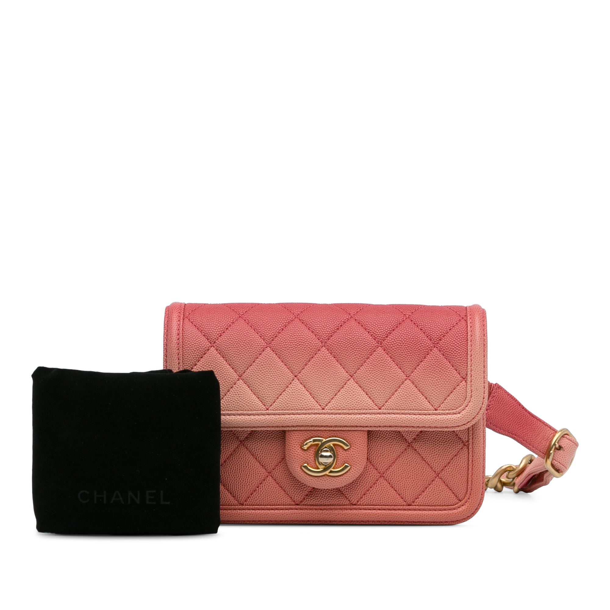 Chanel | Pre-Owned Caviar Sunset On The Sea Flap Belt Bag | Pink