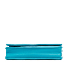 Chanel | Pre-Owned Lambskin Camellia Embossed Wallet On Chain | Blue/Aqua