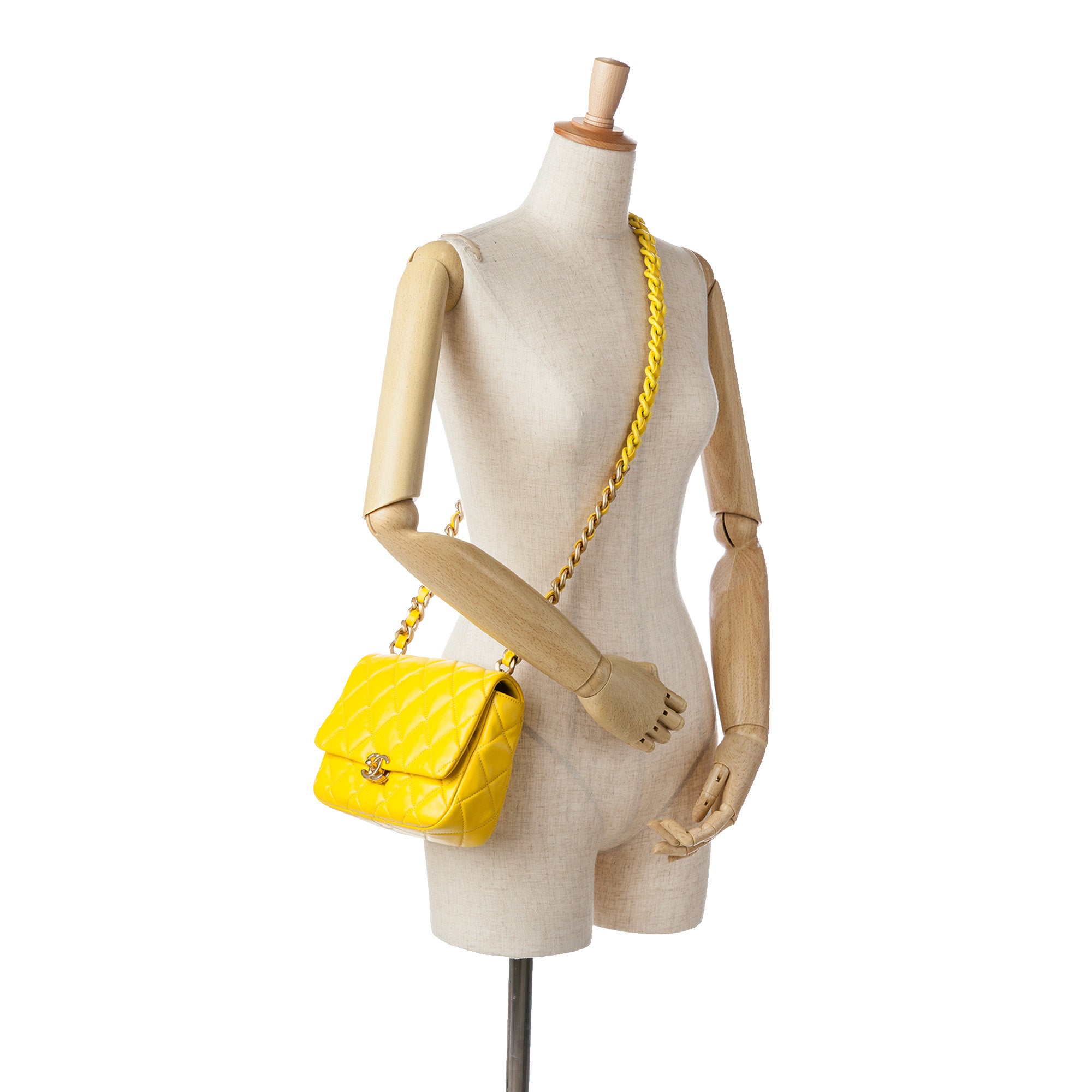 Chanel | Pre-Owned Small Quilted Lambskin Candy Chain Flap | Yellow
