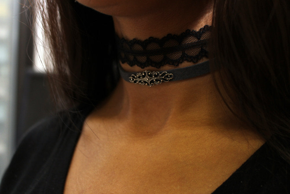 Royal Choker Burgundy | Rhodium-Plated Brass