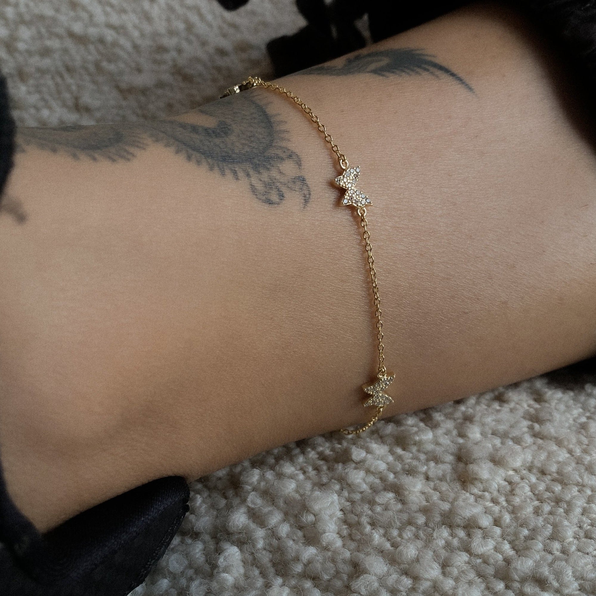 gold butterfly anklet