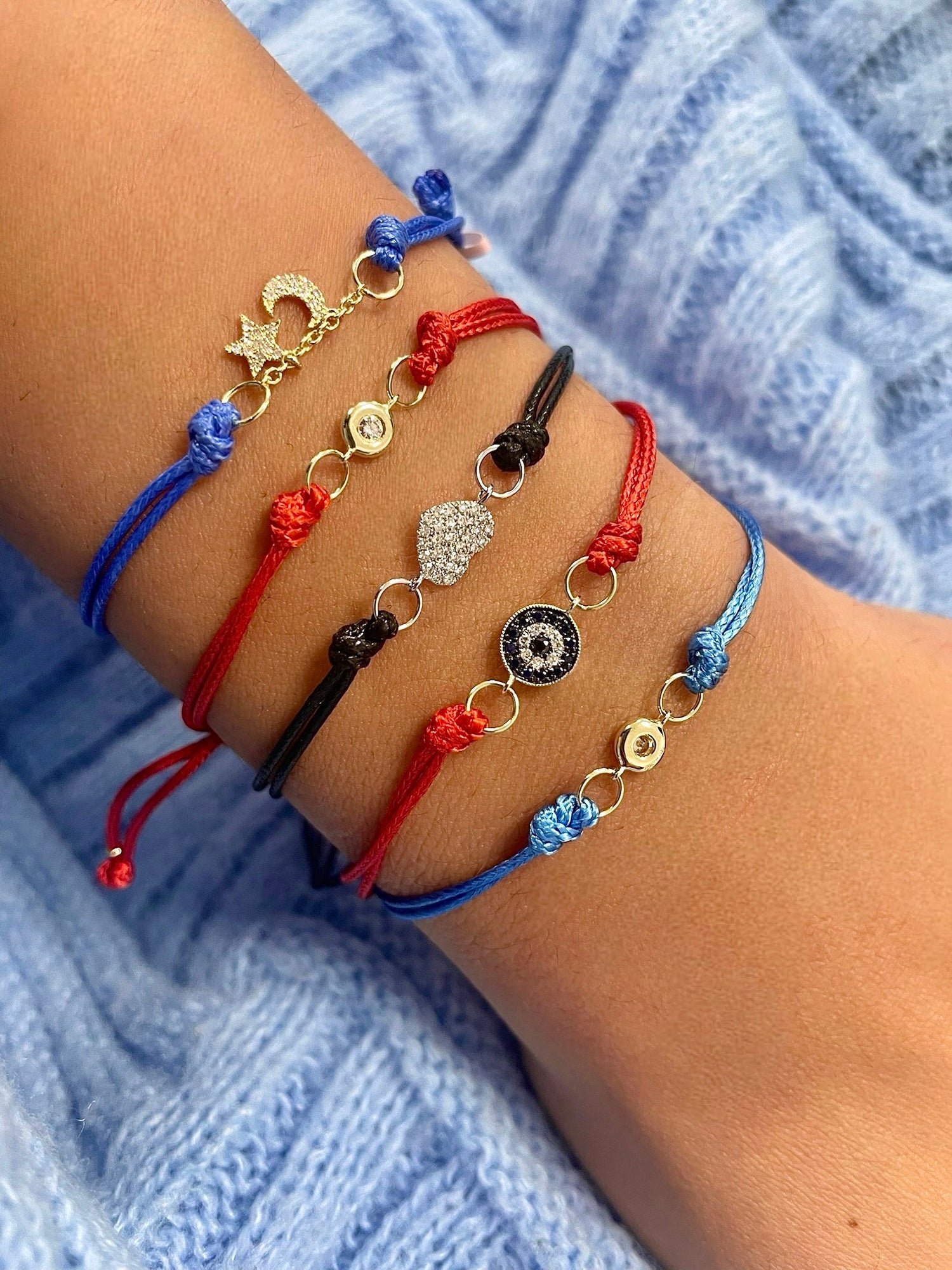 Black Chord Diamond Heart Bracelet | Black