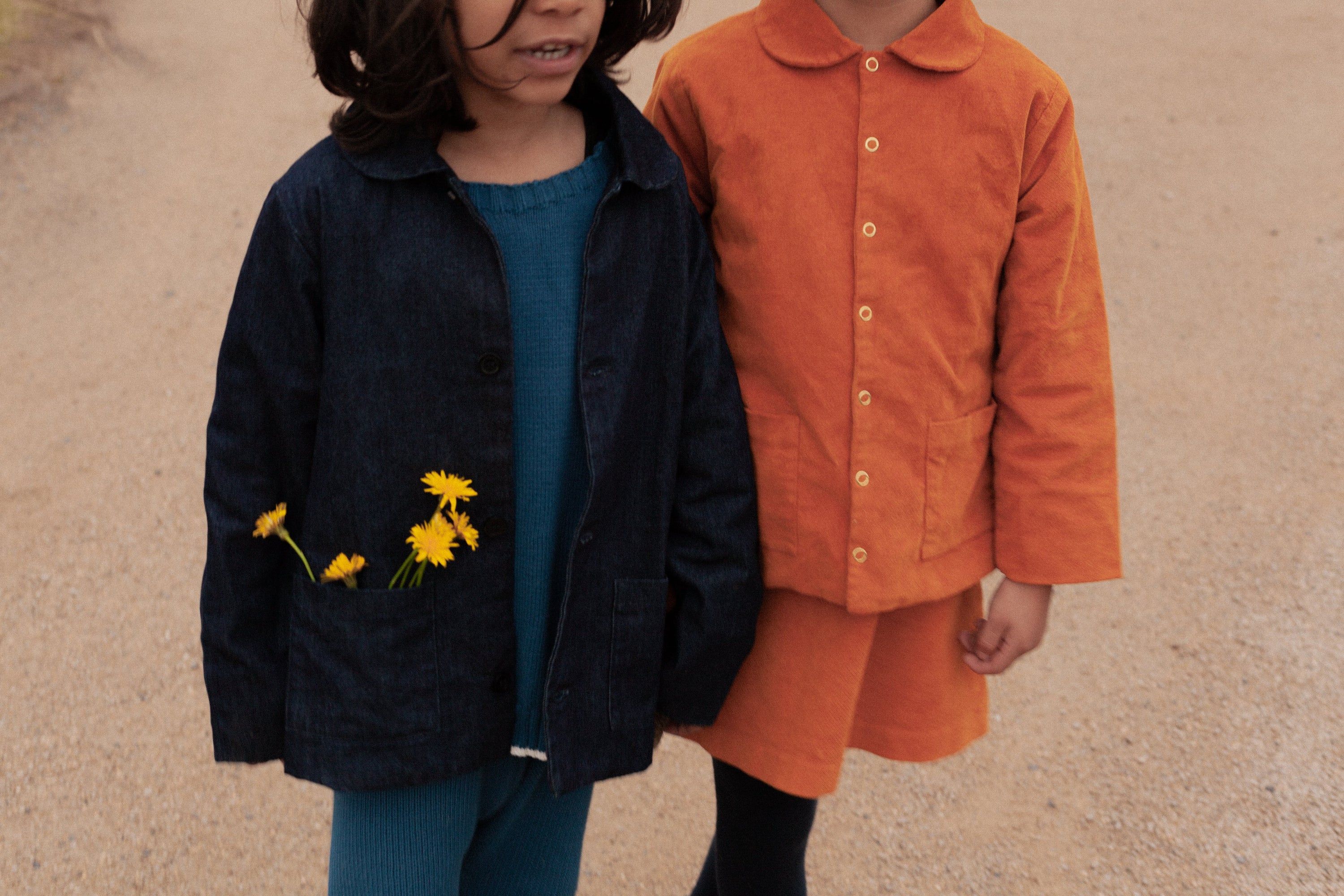 Girls | Organic Cotton Velvet Dress | Raw Sienna
