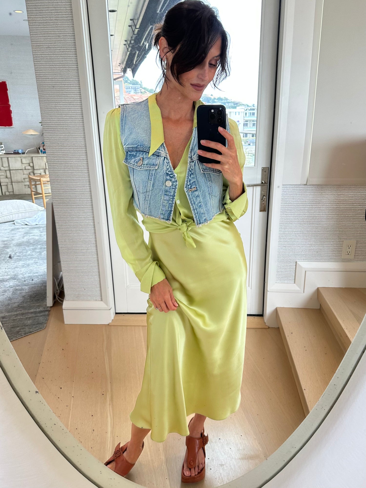 Moss Midi Dress with Contrast Straps | Moss