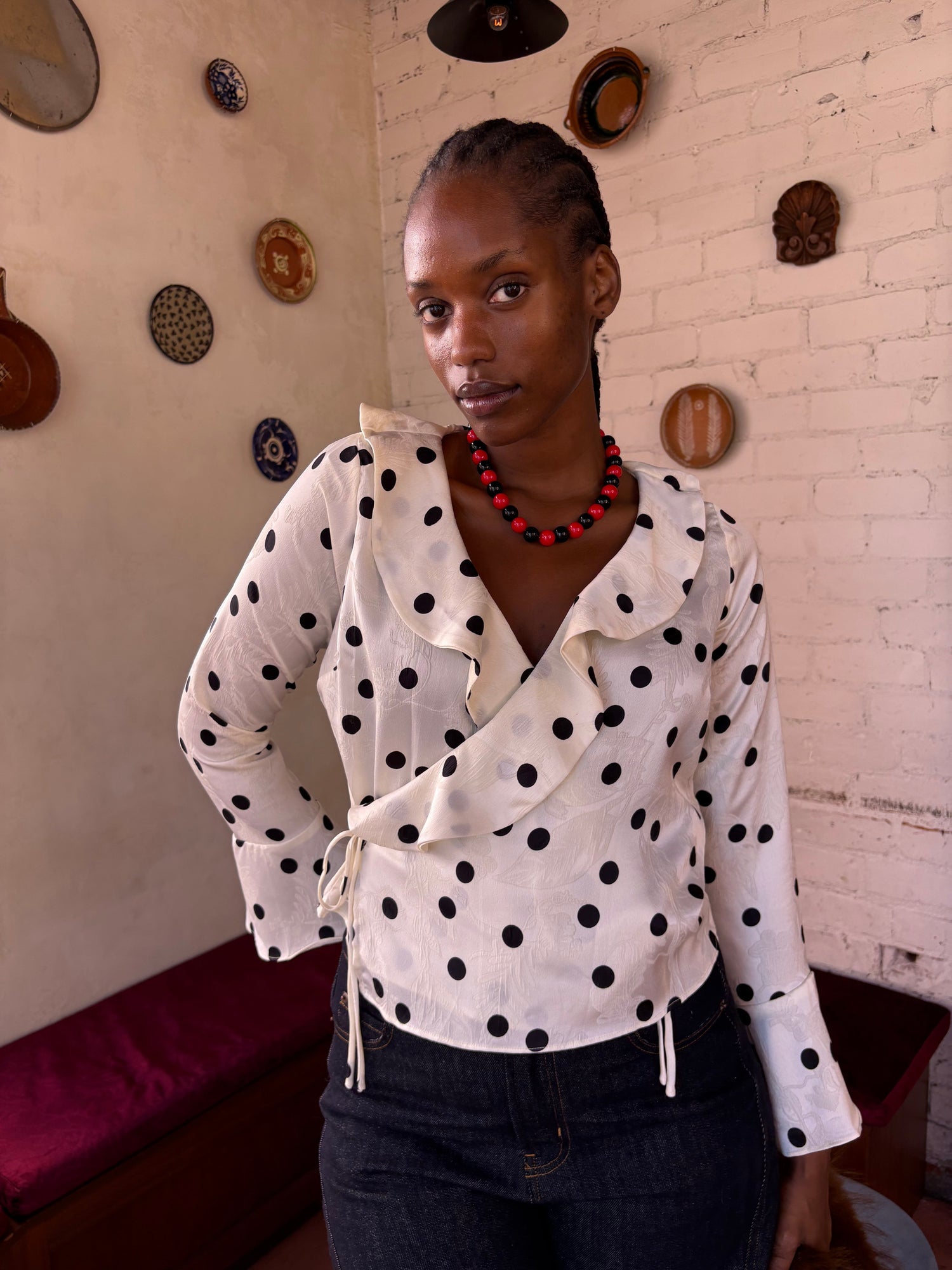 Ricki Wrap Top | White Dot