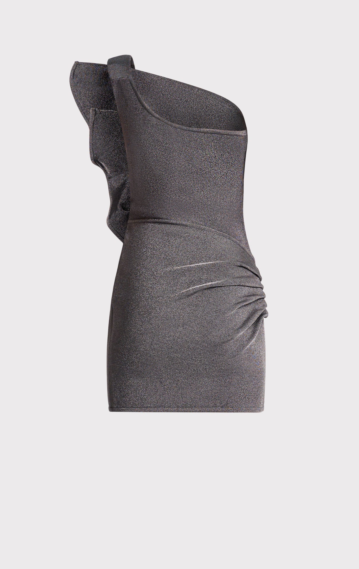 Draped Interlock Metallic Mini Dress | Metallic Gunmetal