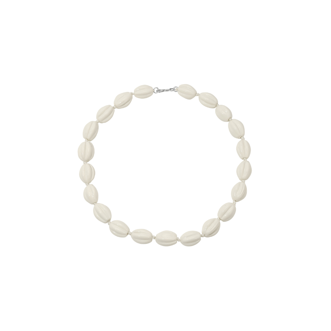 Isla Necklace | Silver Plated | Cream