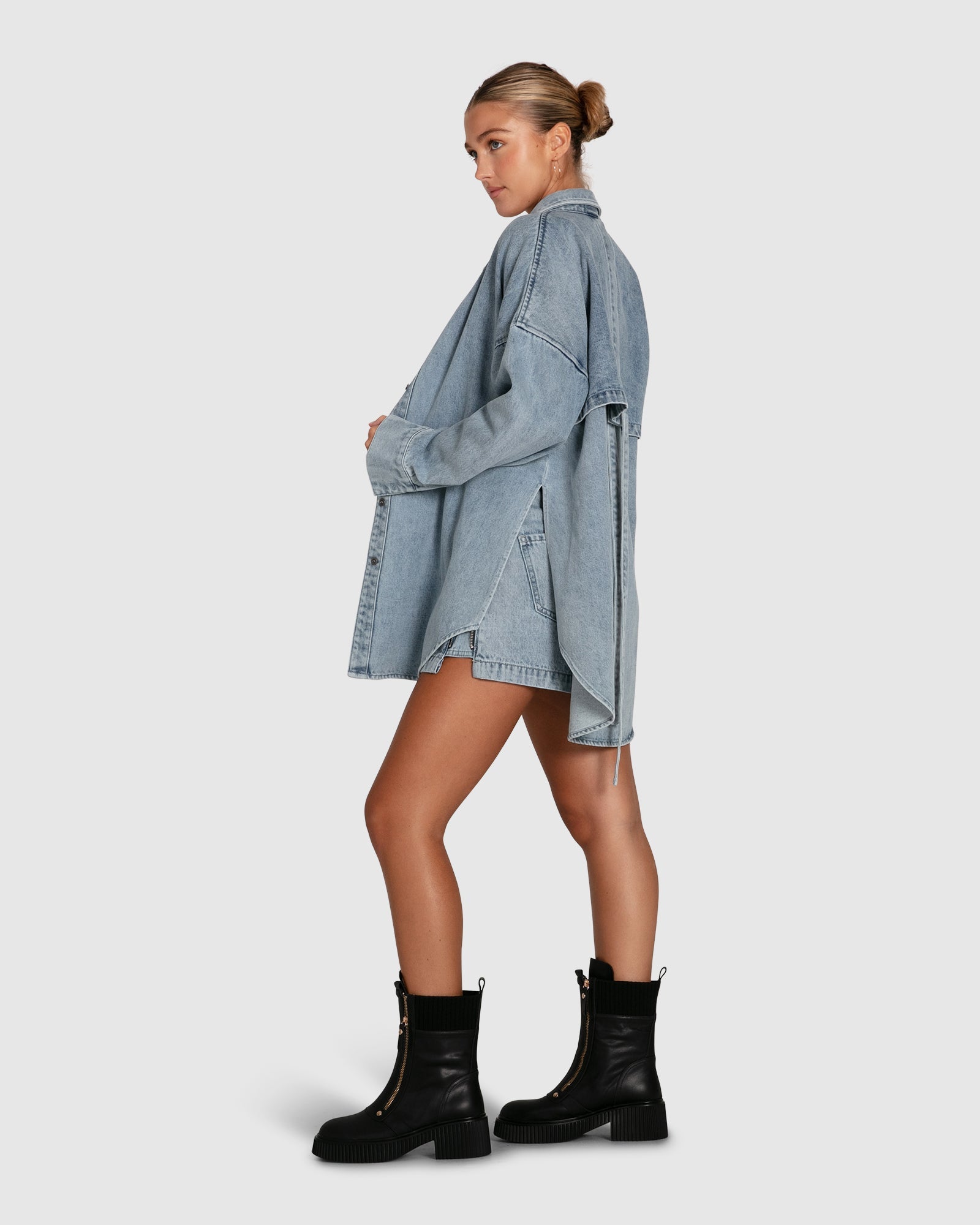 Women | Into Him Oversized Denim Shirt | Stonewash