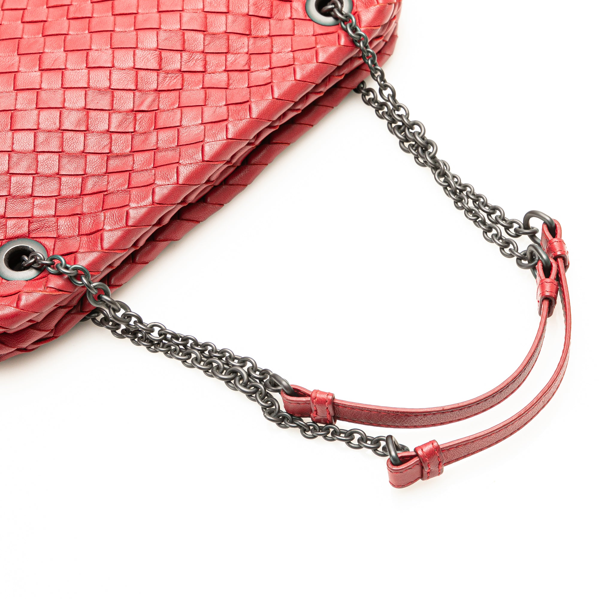 Bottega Veneta | Pre-Owned Nappa Intrecciato Duo Shoulder Bag | Red