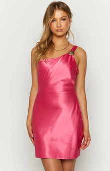 Indigo Skye Satin Mini Dress | Pink
