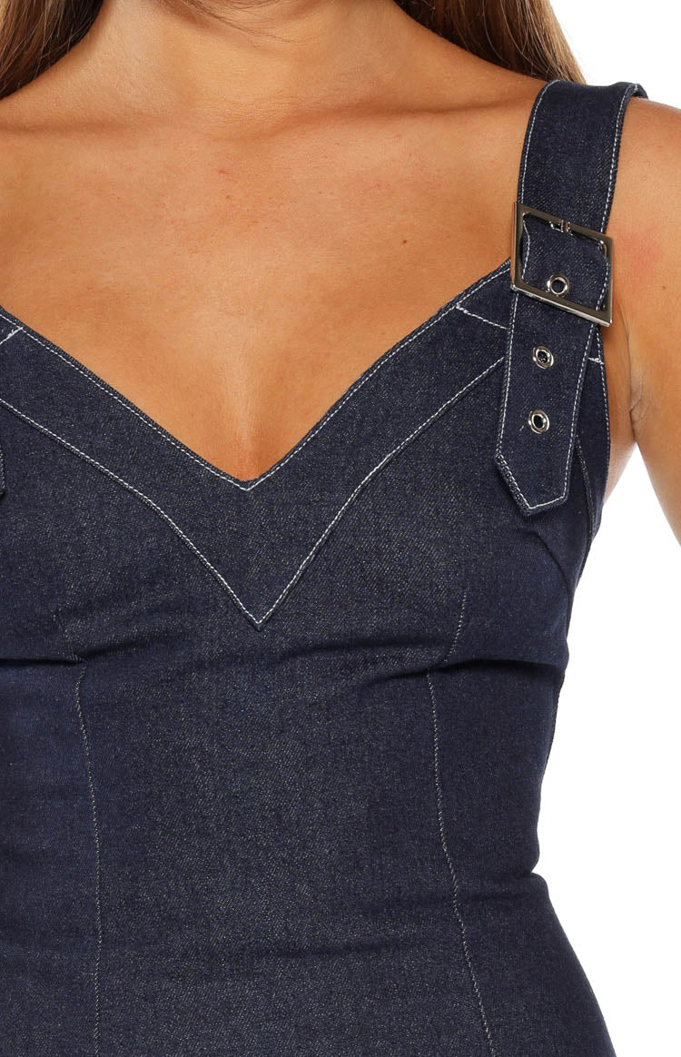 Ines Buckle Detail Mini Dress | Denim