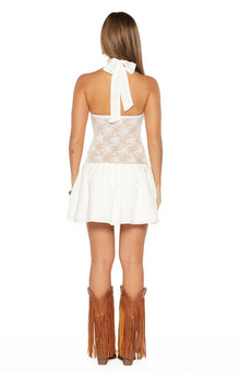Infime Lace Mini Dress | White
