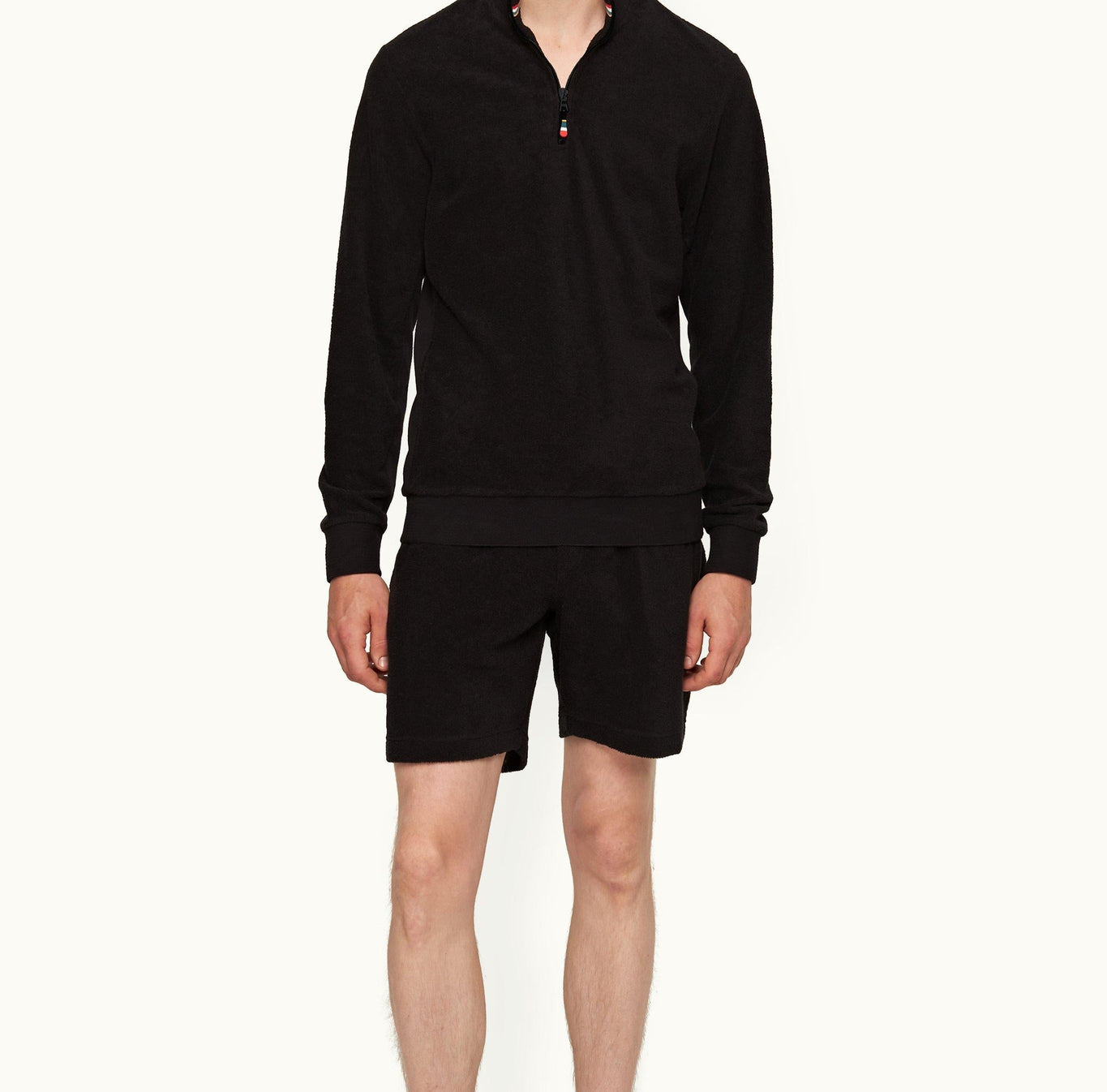 Isar Classic Fit Mixed Texture Sweatshirt | Black