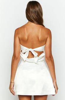 Ivory Allure Strapless Satin Crop Top | White