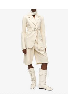 Ivory Cotton Melange Tailoring Blazer | Angora