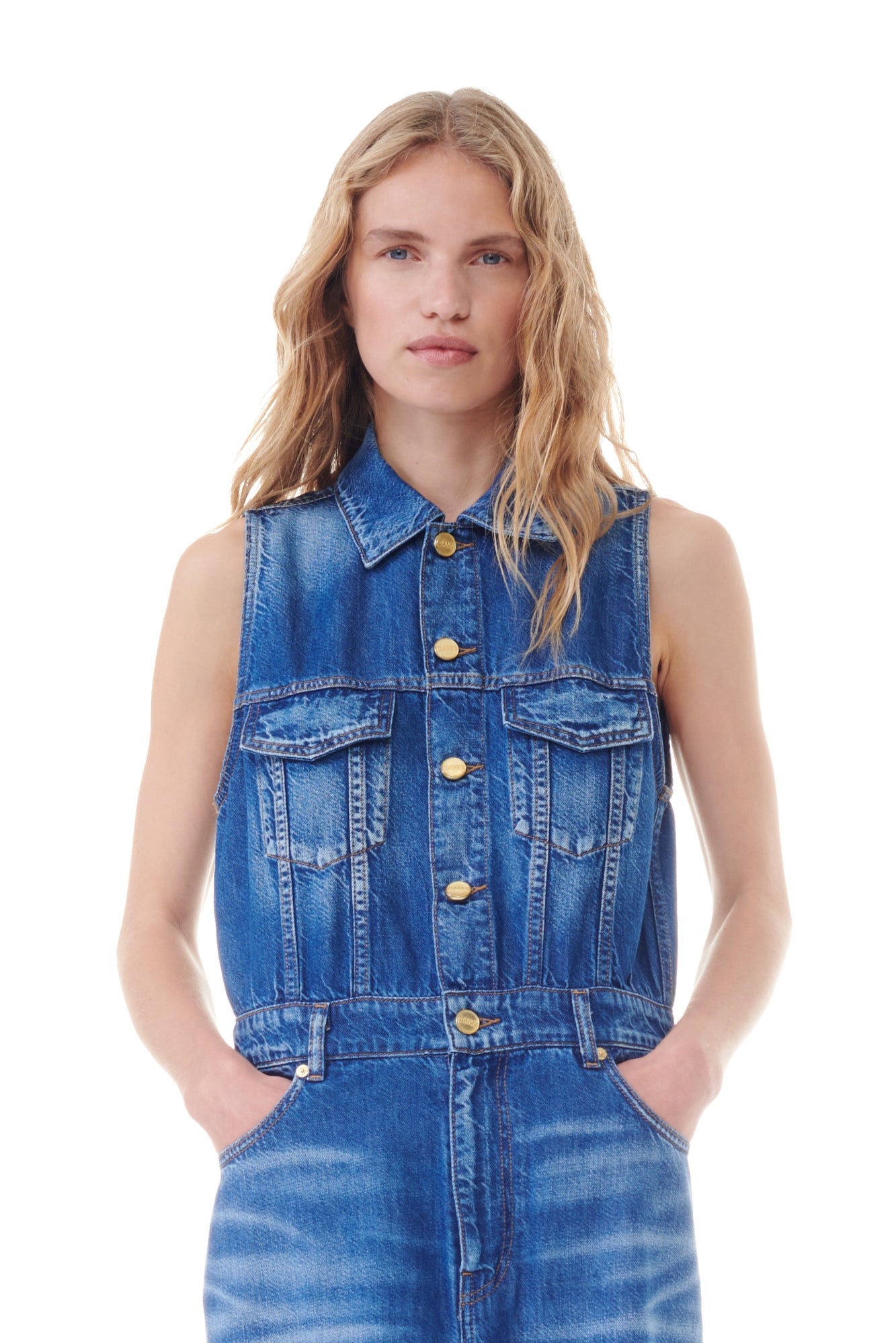 Light Denim Long Dress | Mid Blue Vintage