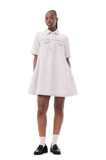 Overdyed Heavy Denim Mini Dress | Mauve Chalk