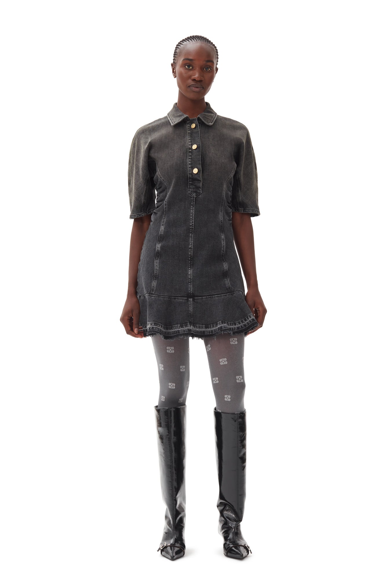 Tint Edge Denim Mini Dress | Washed Black/Black